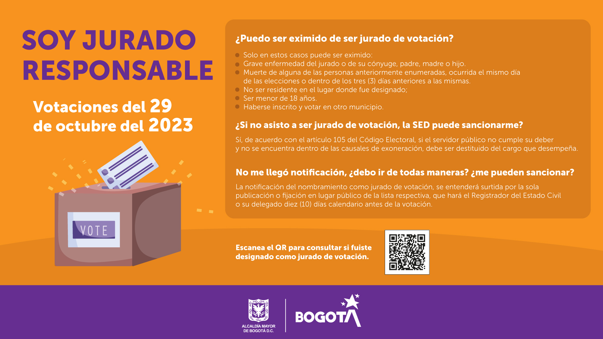 La Oficina de Control Interno Disciplinario de Instrucción nos recuerda una serie de recomendaciones para las servidoras y servidores designados jurados de votación en la jornada electoral del próximo 29 de octubre