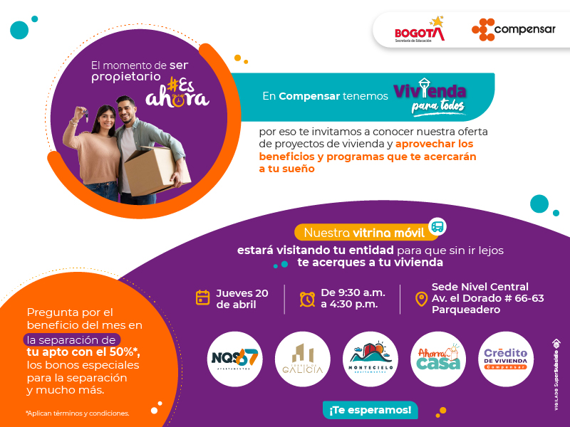 Feria de vivienda Compensar este jueves 20 de abril en nivel central 