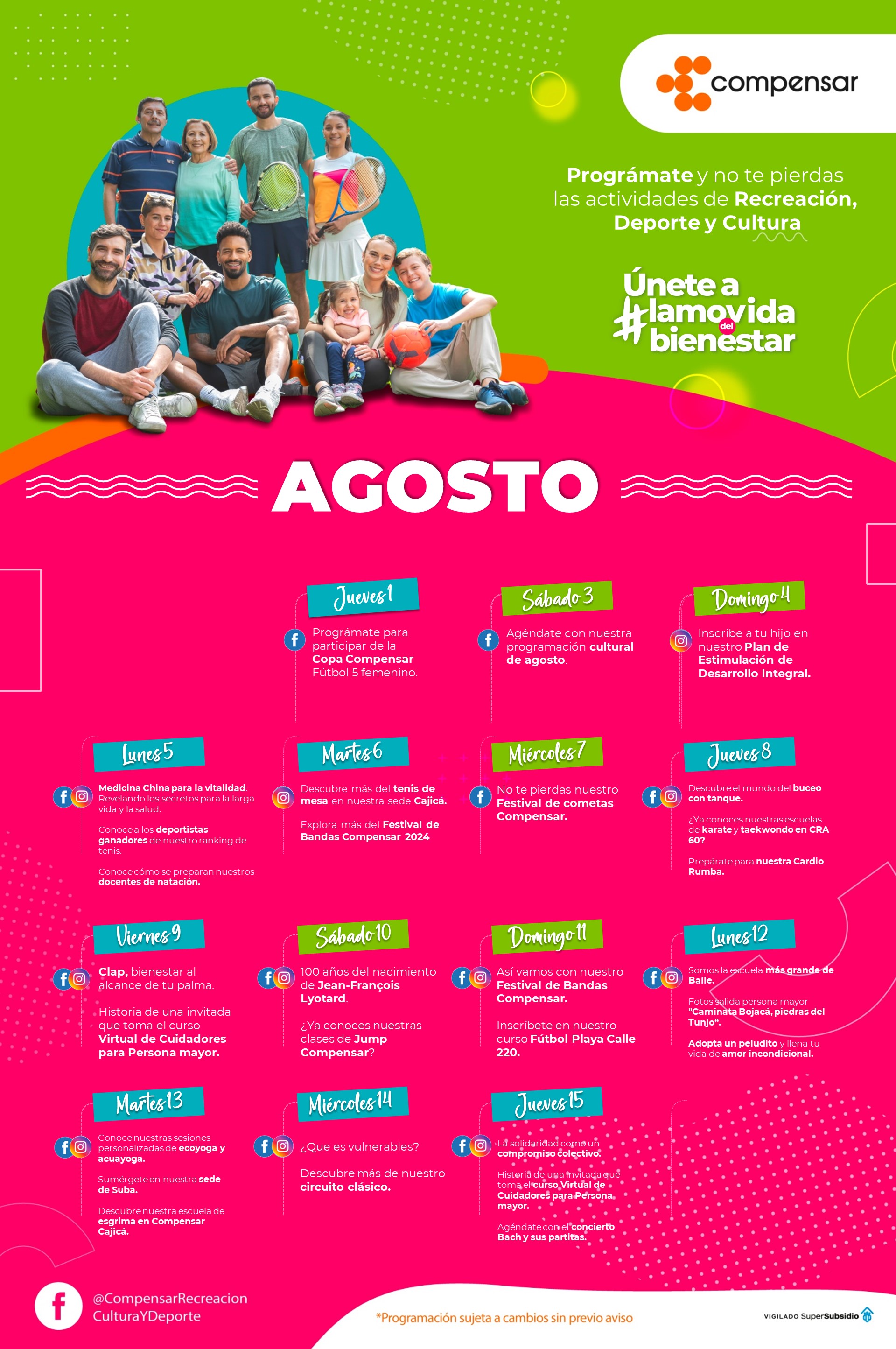 Agenda compensar Agosto