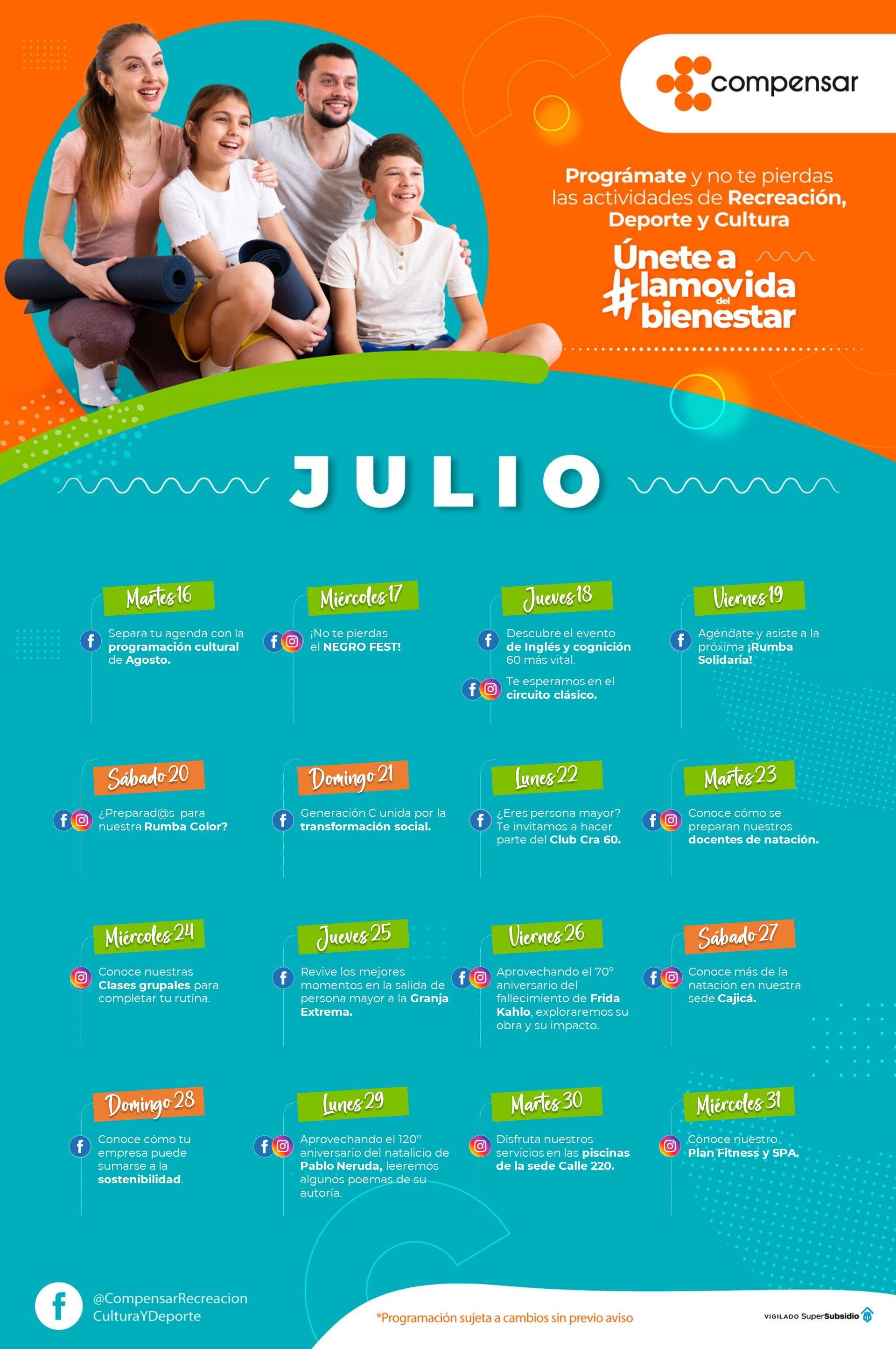 Programación Compensar julio
