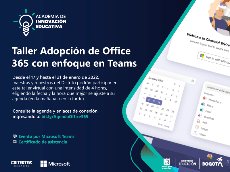 ¡Atención profe!, participe en el ‘Taller adopción de Office 365 con enfoque en Teams’